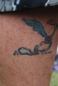 腿部彩色有趣的鸵鸟纹身图案