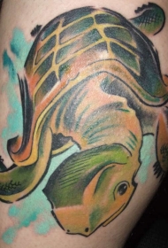 绿色的乌龟个性纹身图案