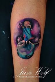 童话小王子在梦幻色彩的行星上纹身图案