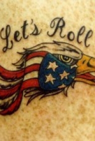 美国国旗和鹰字母纹身图案