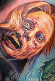 恐怖的可怕女怪物头像纹身图案