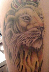 狮子头像皇冠纹身图案
