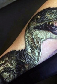 手臂写实风格彩色恐龙纹身图案