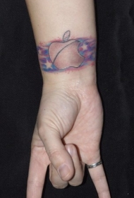 手腕彩色苹果标志臂章纹身图案