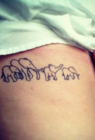 简单的大象一家人纹身图案