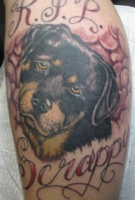 小腿罗威纳犬纪念纹身图案