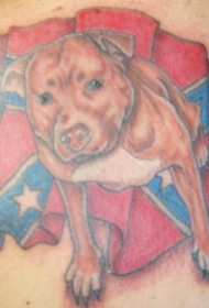 联邦旗帜与可爱的狗纹身图案