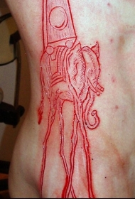 侧肋长腿大象割肉纹身图案
