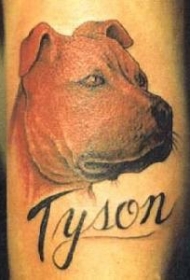 泰森狗头像纪念纹身图案