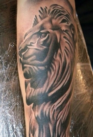 男性手臂石狮子雕像风格纹身图案