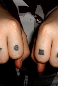 情侣指尖上的英文字母纹身图案