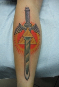匕首几何太阳纹身图案