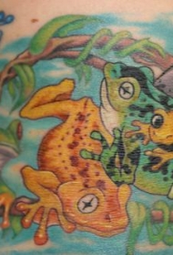 腹部彩色各种青蛙纹身图案