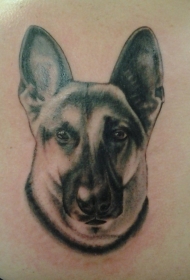 肩部逼真的德国牧羊犬纹身图案