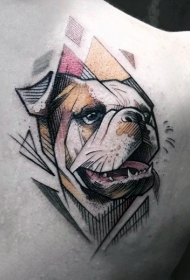 彩色可爱的狗肖像几何纹身图案