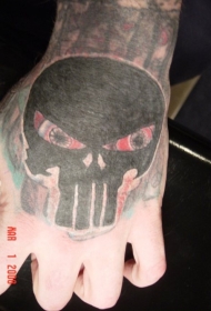 手部黑色可疑骷髅面具纹身图片