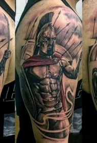 大臂很酷的设计彩色斯巴达战士纹身图案
