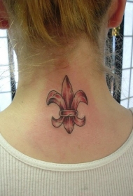 女性脖子百合花符号纹身图案