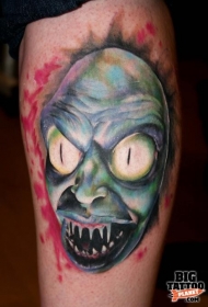 令人毛骨悚然的彩色怪物脸纹身图案