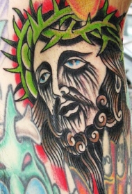 传统耶稣彩绘肖像纹身图案