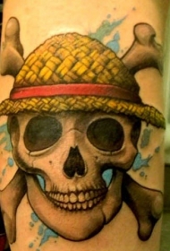 手臂逼真的微笑海盗头骨纹身图案