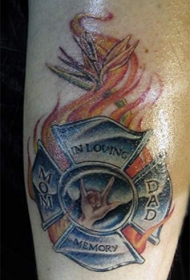 欧美风消防处徽章纪念纹身图案