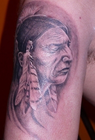 肩部古印度人物肖像纹身图案