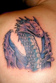背部紫龙纹身图案