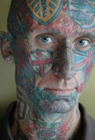 脸部英国国旗纹身图案