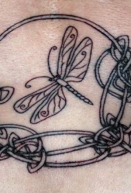蜻蜓绳结个性纹身图案