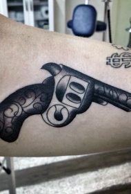手臂老学校的风格手枪纹身图案