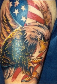 美国国旗上的大鹰彩色纹身图案