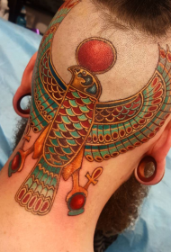 头部新传统风格的彩色大埃及纹身图案