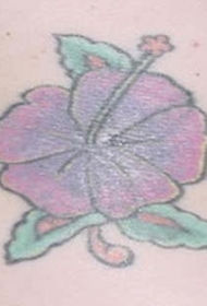 腰部彩色温柔的木槿花纹身图片