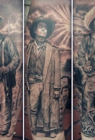 逼真的西部牛仔肖像纹身图案