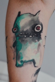 绿色大眼睛小怪物纹身图案
