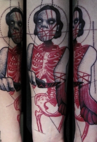 手臂可怕的彩色怪物女人纹身图案