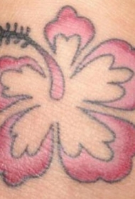 简约的粉色木槿花纹身图案