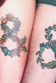 植物花朵组合的无限符号纹身图案