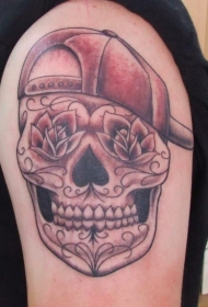 肩部墨西哥式微笑头骨纹身图案
