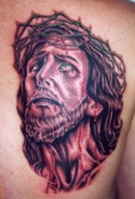 荆棘冠流血的耶稣纹身图案