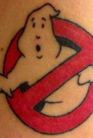 可爱的幽灵和禁止标志纹身图案