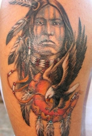 印度人像护身符和鹰纹身图案