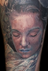 欧美风格淹死女人的肖像纹身图案