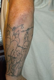 手臂北欧简约的战士纹身图案
