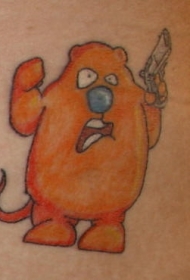 手腕卡通橙色家伙枪纹身图案