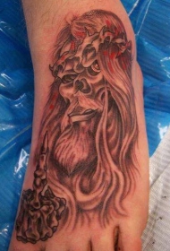 脚背上的僵尸耶稣纹身图案
