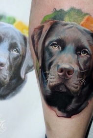 非常写实的自然狗肖像纹身图案