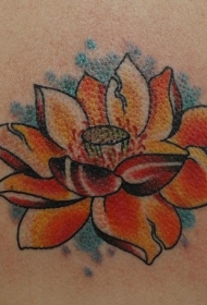 背部彩色破碎的莲花纹身图案