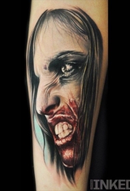 彩绘女吸血鬼恐怖纹身图案